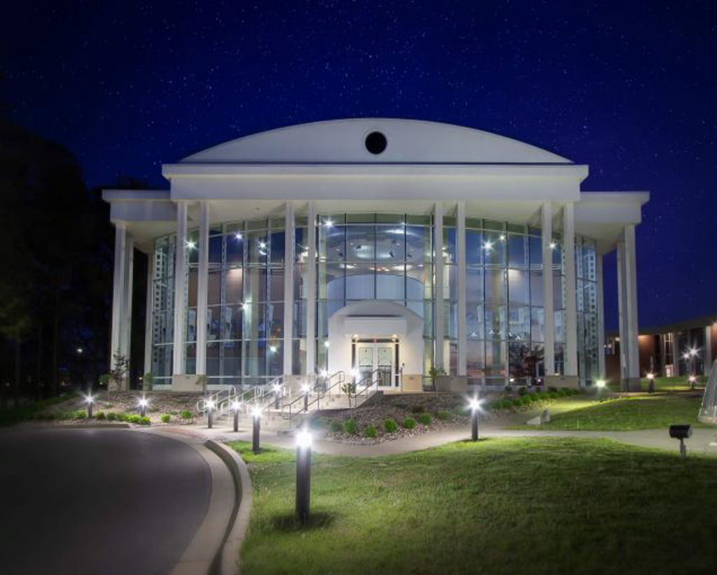 Chalenger Learning Center at night
