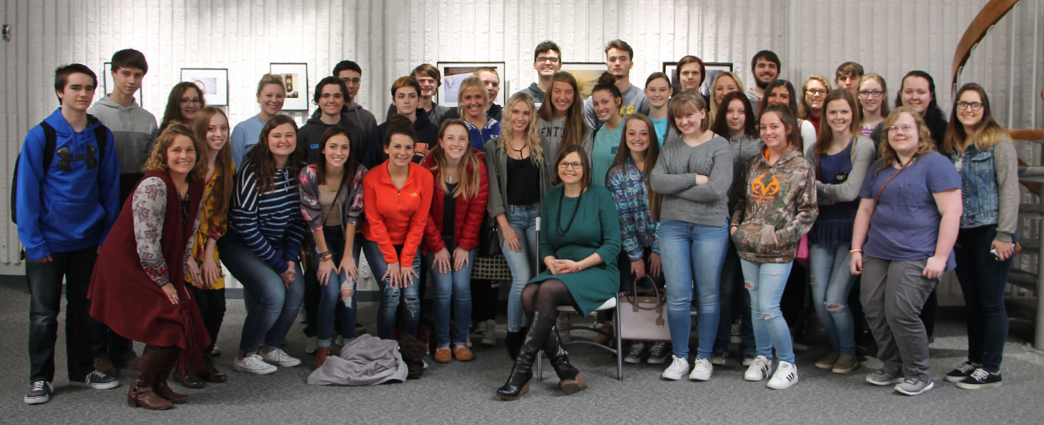 group of students with a visiting author