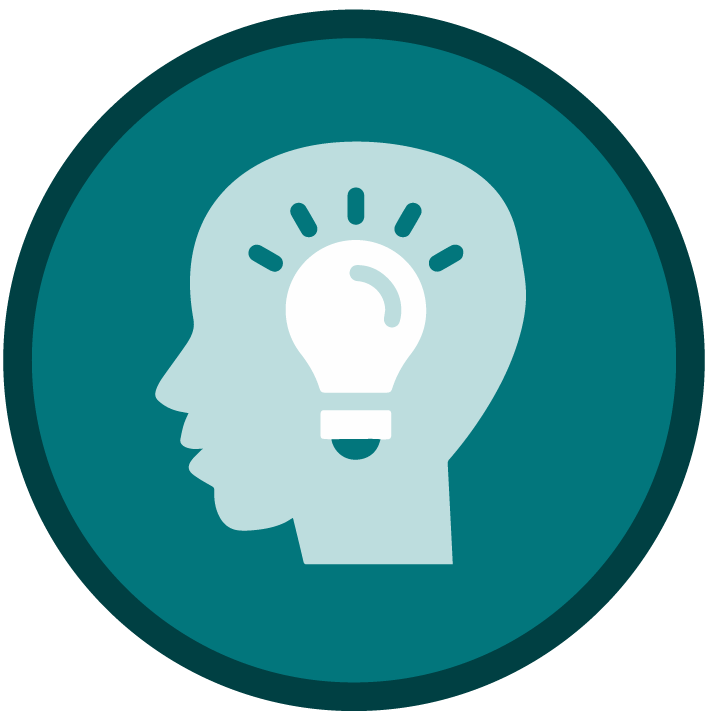 icon of a head with a light bulb in it
