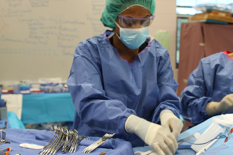 surgical technician practicing in an operating room 