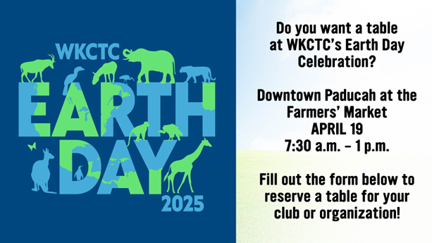 Want a table at WKCTC's Earth Day Celebration? Downtown at the Farmers' Market April 19, 7:30 am - 1 pm